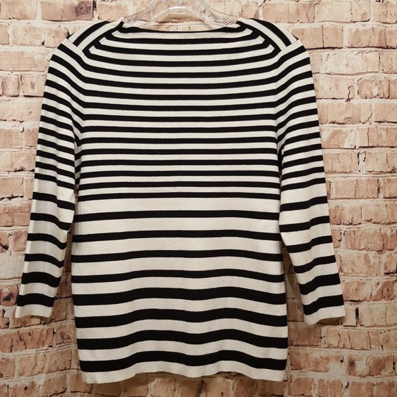 Talbots Petites Black/White Sweater Size Med P - Picture 5 of 9